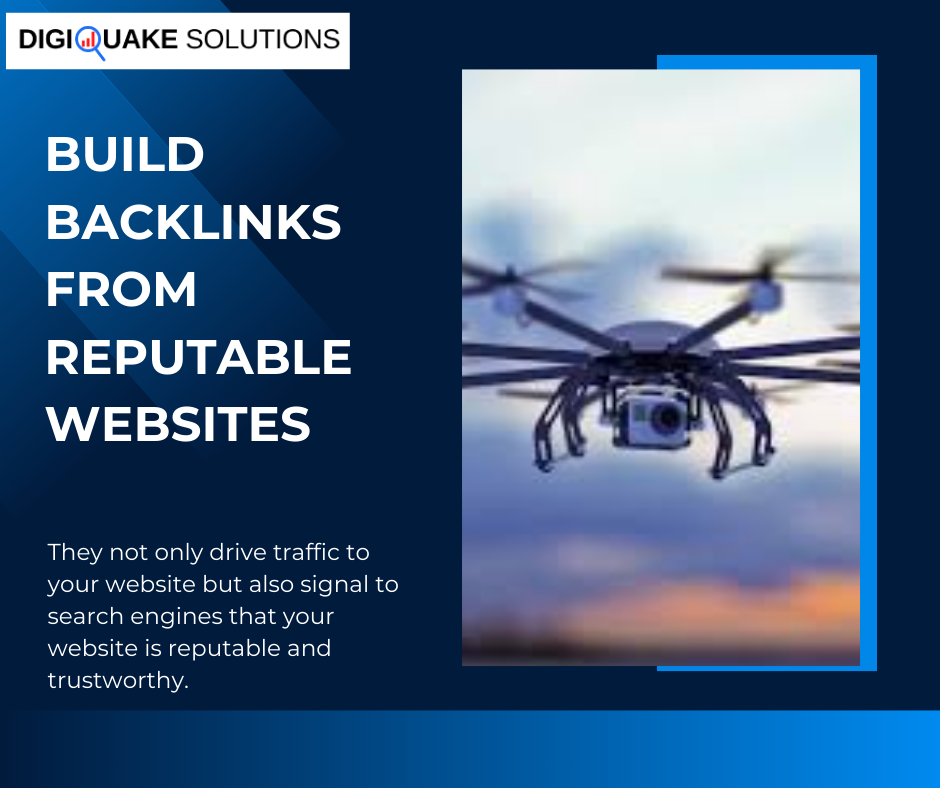 A graphic promoting the importance of building backlinks from reputable websites.