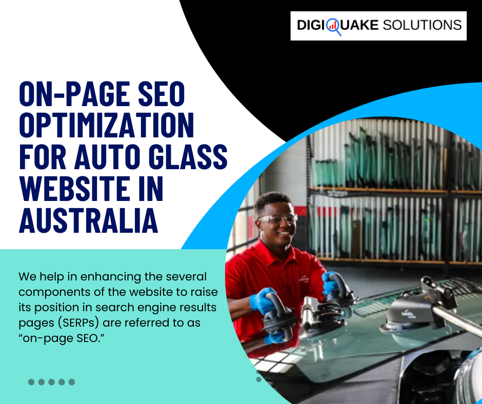 Graphic promoting on-page SEO optimization for auto glass websites in Australia.