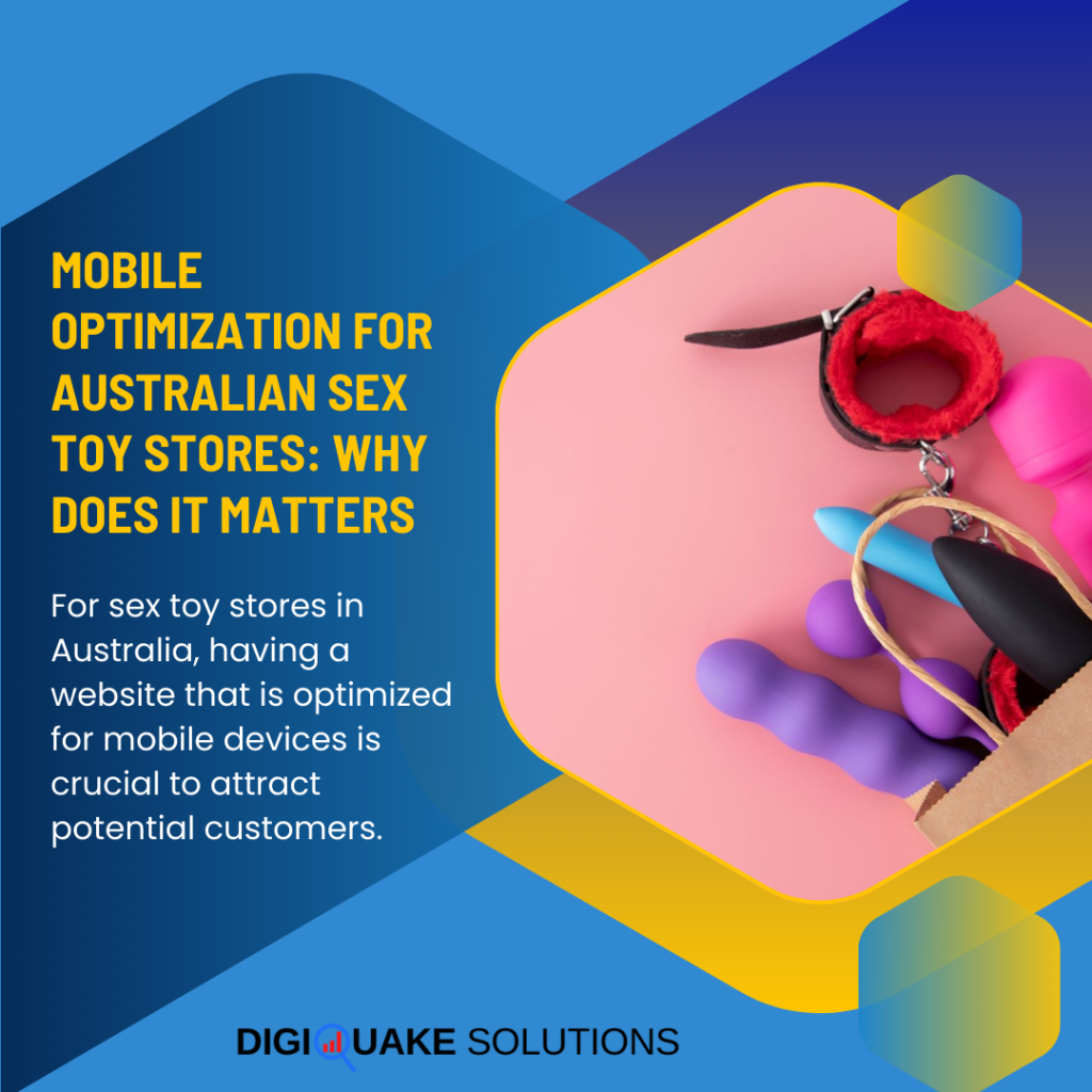 The text discusses mobile optimization for Australian sex toy stores.