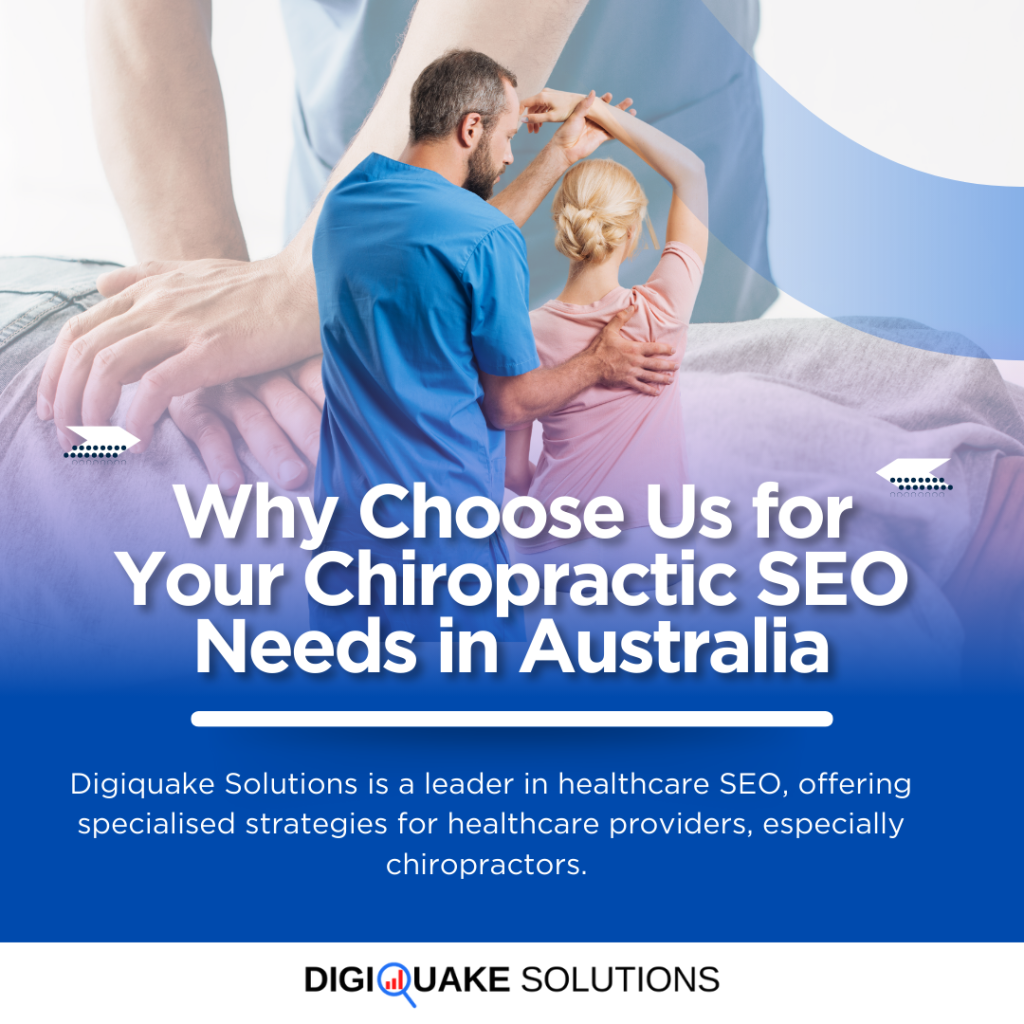 Chiropractor adjusting a patient's back with text highlighting specialized chiropractic SEO services in Australia.