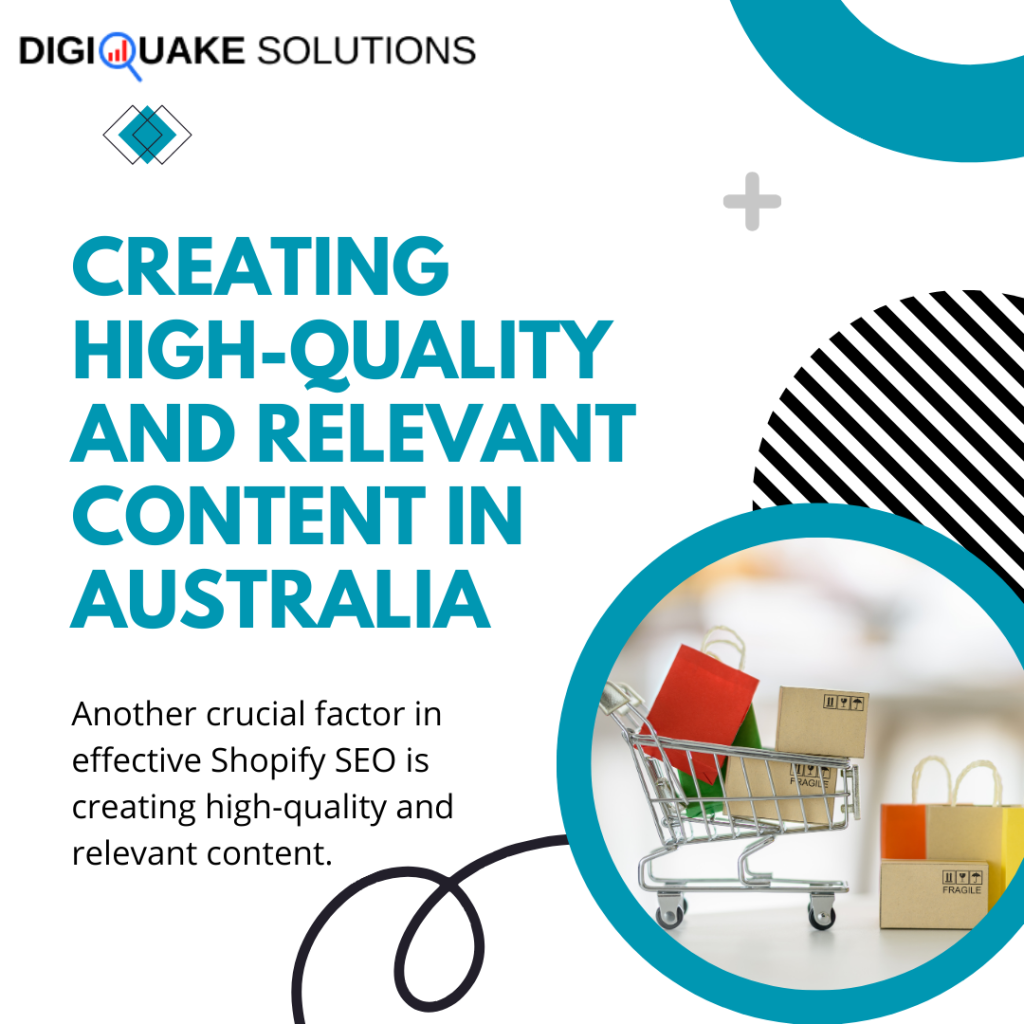 Graphic from DigiQuake Solutions with the title "Creating High-Quality and Relevant Content in Australia"