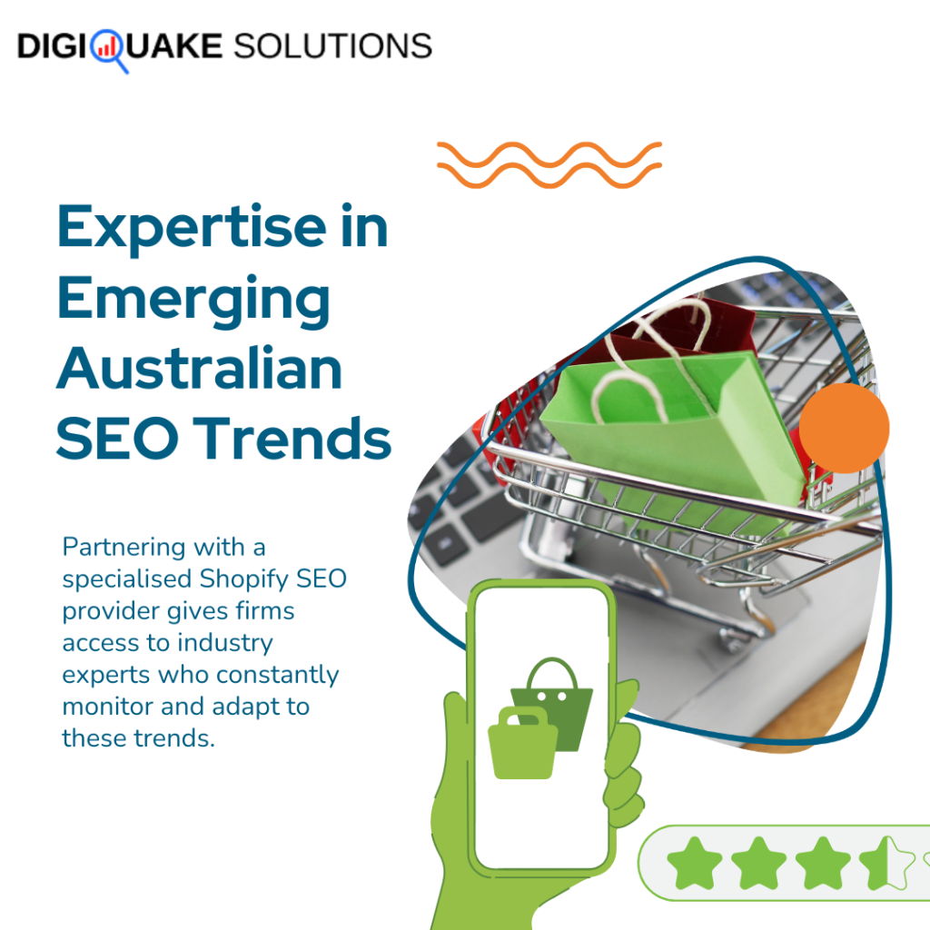 DigiQuake Solutions graphic highlighting expertise in emerging Australian SEO trends.